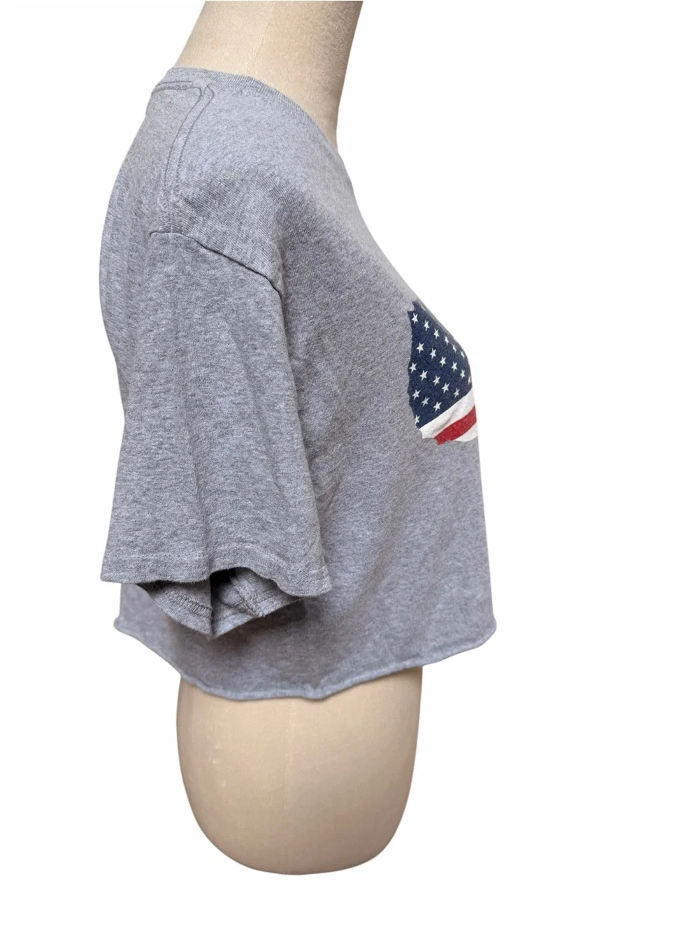 American Flag USA Crop Top Gray Adult Medium - Picture 3 of 9
